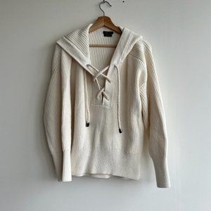 Massimo Dutti 100% Cotton Chunky Knit Hooded Sweater